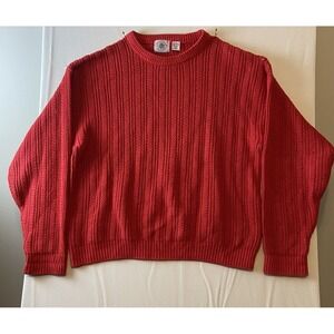 Cape Isle Knitters Sweater Mens XL  Red Textured Knit Long Sleeve‎ Vintage